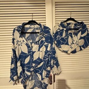 Z Supply Blue and White Floral Jumpsuit
